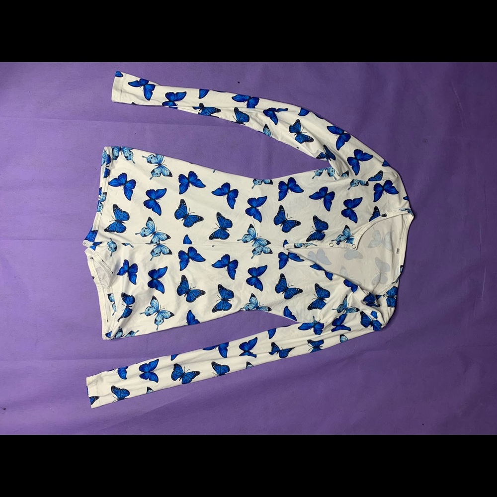 Small blue/black/white onesie